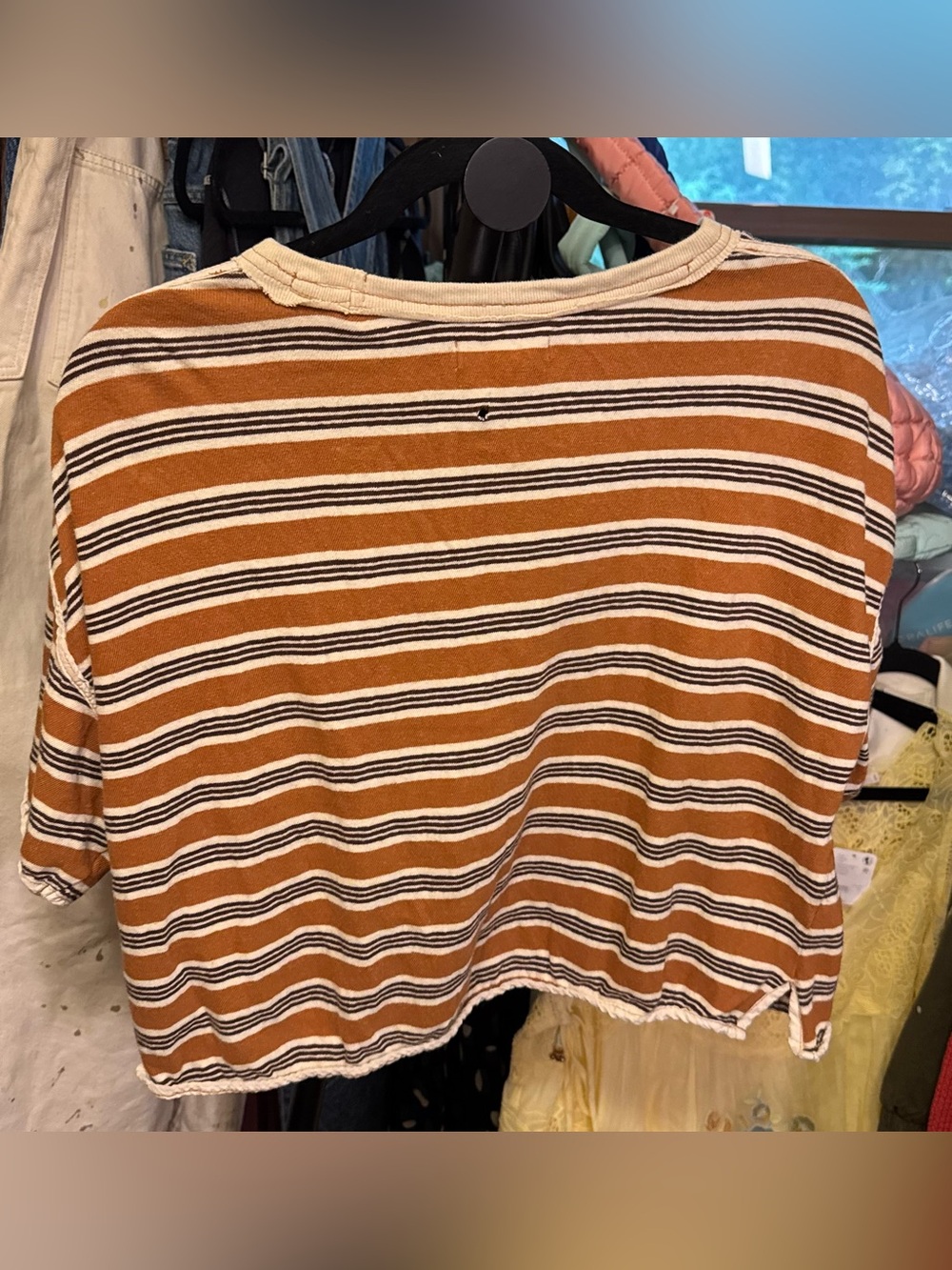 NWOT Free People We The Free Clean Rugby Tee - almond combo brown - XS *IR*. - Picture 9 of 11